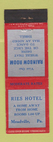 Matchbook Cover - Ries Hotel Meadville PA Rainbow Room