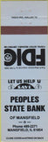 Matchbook Cover - Peoples Sate Bank Mansfield IL
