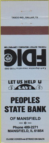 Matchbook Cover - Peoples Sate Bank Mansfield IL