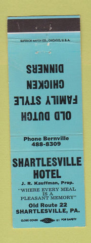 Matchbook Cover - Shartlesville Hotel PA