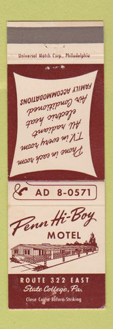 Matchbook Cover - Penn Hi Boy Motel State College PA