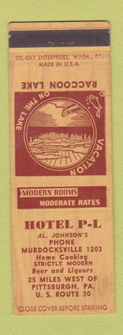 Matchbook Cover - Hotel PL Murdocksville PA Raccoon Lake