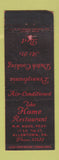 Matchbook Cover - Home Restaurant Allentown PA WEAR