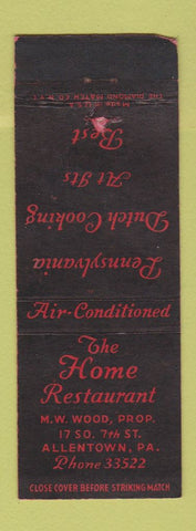 Matchbook Cover - Home Restaurant Allentown PA WEAR