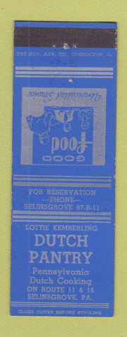 Matchbook Cover - Dutch Pantry Selinsgrove PA