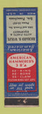 Matchbook Cover - American Hammered Piston Rings Richard Wolfe Erie PA WORN