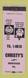 Matchbook Cover - Christy's Brentwood PA LAVENDER