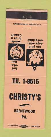 Matchbook Cover - Christy's Brentwood PA PEACH