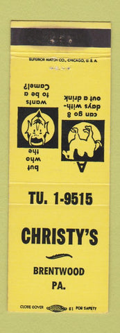 Matchbook Cover - Christy's Brentwood PA YELLOW