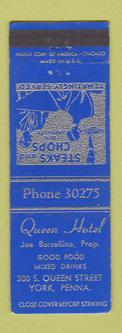 Matchbook Cover - Queen Hotel York PA