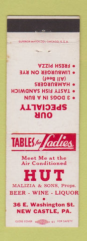 Matchbook Cover - Hut Restaurant Pizza New Castle PA WEAR