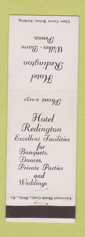 Matchbook Cover - Hotel Redington Wilkes Barre PA