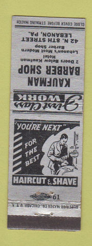 Matchbook Cover - Kaufman Barber Shop Lebanon PA