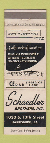 Matchbook Cover - Schaedler Brothers Electrical Supply Harrisburg PA WEAR