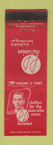 Matchbook Cover - Phil Parker Men's Clothes Harrisburg PA WEAR