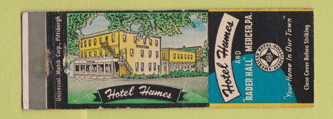 Matchbook Cover - Hotel Humes Mercer PA WEAR