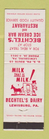 Matchbook Cover - Bechtel's Ice Cream Bar Restaurant Lewisburg PA WEAR