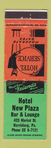 Matchbook Cover - Hotel New Plaza Bar Lounge Harrisburg PA