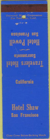 Matchbook Cover - Hotel Shaw San Francisco CA Sacramento