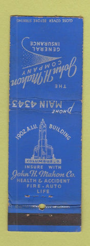 Matchbook Cover - John Mahon Insurance  Columbus OH WEAR