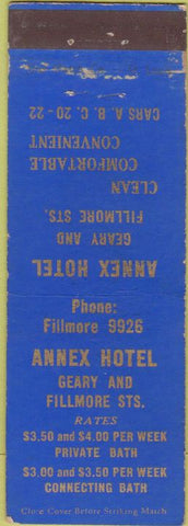 Matchbook Cover - Annex Hotel San Francisco CA? Star