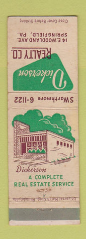 Matchbook Cover - Dickerson Real Estate Springfield PA WEAR