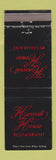Matchbook Cover - Harvest House Restaurant King of Prussia PA