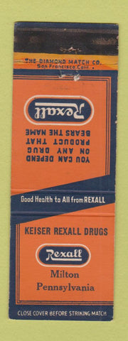 Matchbook Cover - Rexall Drugs Keiser Milton PA WEAR