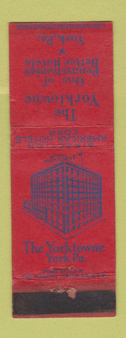 Matchbook Cover - Yorktowne Hotel York PA WORN