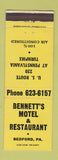 Matchbook Cover - Bennett's Motel Restaurant Bedford PA