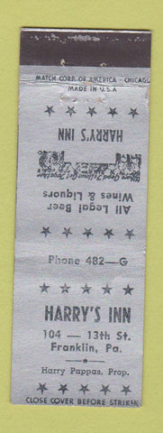 Matchbook Cover - Harry's Inn Franklin PA WEAR