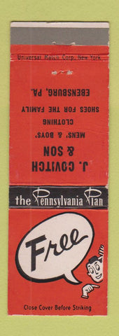 Matchbook Cover - J Covitch Son Men's Clothes Edensburg PA WEAR
