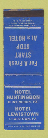 Matchbook Cover - Hotel Huntingdon PA Lewistown WEAR
