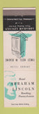 Matchbook Cover - Hotel Abraham Lincoln Reading PA