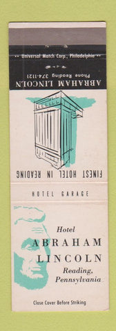 Matchbook Cover - Hotel Abraham Lincoln Reading PA