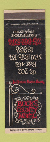 Matchbook Cover - Cuks County Motel New Hope PA
