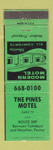 Matchbook Cover - Pines Motel between Tamaqua Hazleton PA