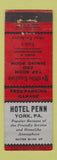 Matchbook Cover - Hotel Penn York PA  Ye Olde English Tap Room