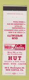 Matchbook Cover - Hut Restaurant Pizza New Castle PA