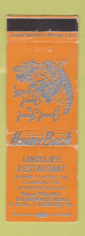Matchbook Cover - Lincoln's Restaurant Leesport PA WEAR