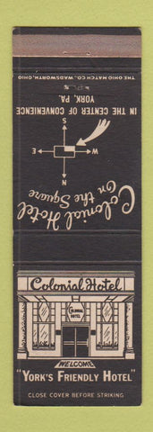 Matchbook Cover - Colonial Hotel York PA WEAR