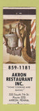 Matchbook Cover - Akron Restaurant Akron PA Liberty Bell