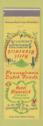 Matchbook Cover - Hotel Brunswick Lancaster PA