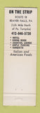 Matchbook Cover - Town and Country Beaver Falls PA