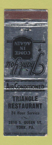 Matchbook Cover - Triangle Restaurant York PA WEAR