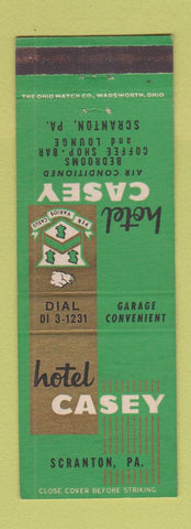 Matchbook Cover - Hotel Casey Scranton PA