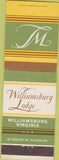 Matchbook Cover - Williamsburg Lodge VA