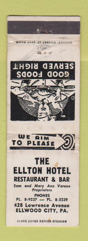 Matchbook Cover - Ellton Hotel Restaurant Bar Ellwood City PA WEAR