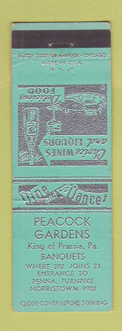 Matchbook Cover - Peacock Gardens Restaurant King of Prussia PA