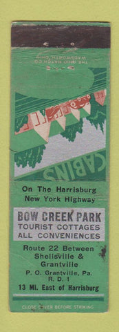 Matchbook Cover - Bow Creek Park Grantville PA WORN